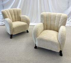 Pair of Scandinavian Art Deco Lounge Chairs Sheepskin Sweden 1930s - 2686644