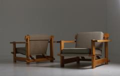 Pair of Scandinavian Lounge Chairs in Pine 1970s - 1143575