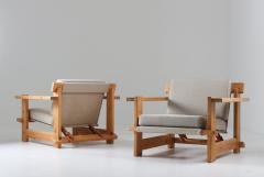 Pair of Scandinavian Lounge Chairs in Pine 1970s - 1143585