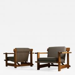 Pair of Scandinavian Lounge Chairs in Pine 1970s - 1143781