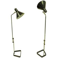 Pair of Scandinavian Mid Century Modern Height Adjustable Floor Lamps - 1759629