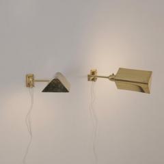 Pair of Scandinavian Modern Adjustable Brass Wall Lamps EW Sweden 1970s - 4597205