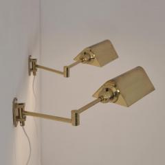 Pair of Scandinavian Modern Adjustable Brass Wall Lamps EW Sweden 1970s - 4597208