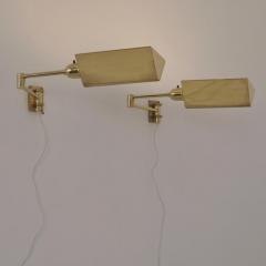 Pair of Scandinavian Modern Adjustable Brass Wall Lamps EW Sweden 1970s - 4597210