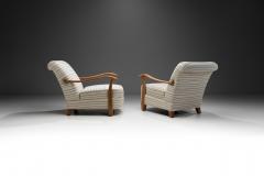 Pair of Scandinavian Modern Striped Armchairs Sweden Mid 20th Century - 3871793