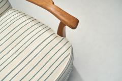 Pair of Scandinavian Modern Striped Armchairs Sweden Mid 20th Century - 3871800