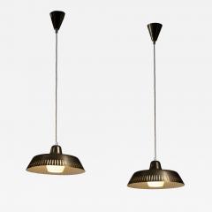 Pair of Scandinavian Modern brass pendants - 4401274