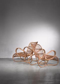 Pair of Scandinavian Modern rattan lounge chairs - 2745602