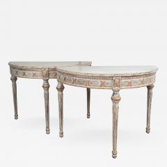 Pair of Scandinavian Neoclassic Demilune Painted Consoles - 926216