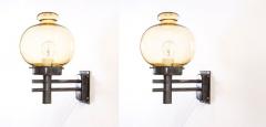 Pair of Scandinavian Outdoor Wall Lights in Copper 1970s - 2203532