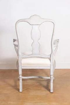 Pair of Scandinavian Rococo Style Painted Armchairs - 3722407