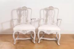 Pair of Scandinavian Rococo Style Painted Armchairs - 3722413