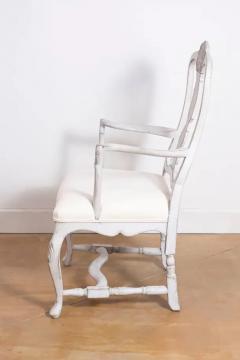 Pair of Scandinavian Rococo Style Painted Armchairs - 3722419