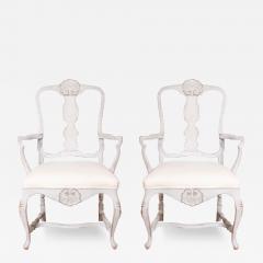 Pair of Scandinavian Rococo Style Painted Armchairs - 3728336