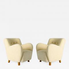 Pair of Scandinavian Sheepskin Lounge Chairs - 291441