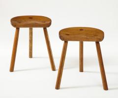 Pair of Scandinavian possibly French Seat Tripod Stools 1950s - 2267734