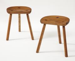 Pair of Scandinavian possibly French Seat Tripod Stools 1950s - 2267736