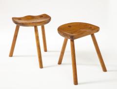Pair of Scandinavian possibly French Seat Tripod Stools 1950s - 2267740
