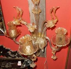Pair of Sconces of Light Crystal of Murano with Gold Inside 1950 1970 - 2422560