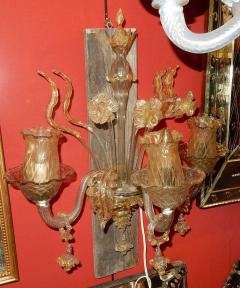 Pair of Sconces of Light Crystal of Murano with Gold Inside 1950 1970 - 2422564