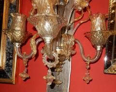 Pair of Sconces of Light Crystal of Murano with Gold Inside 1950 1970 - 2422567