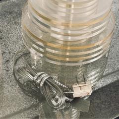 Pair of Sculptural 70s Clear and Tinted Lucite Disc Lamps - 2869447