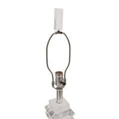 Pair of Sculptural Alternating Frosted and Clear Lucite Table Lamps 1970s - 3438177