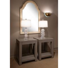 Pair of Sculptural Alternating Frosted and Clear Lucite Table Lamps 1970s - 3438181