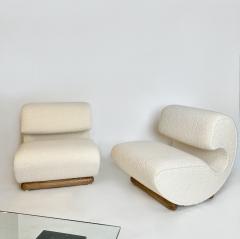 Pair of Sculptural Armchairs Upholstered with White Wool Boucl by Pierre Frey - 3225928
