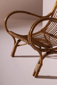 Pair of Sculptural Bamboo Armchairs with Scroll Arms Italy 1960s - 4585808