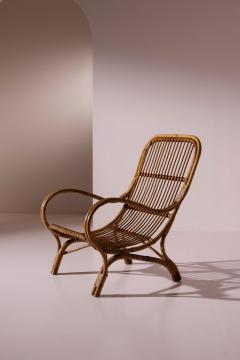 Pair of Sculptural Bamboo Armchairs with Scroll Arms Italy 1960s - 4585809