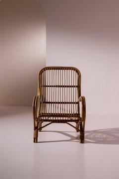 Pair of Sculptural Bamboo Armchairs with Scroll Arms Italy 1960s - 4585812