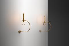 Pair of Sculptural Brass Wall Lamps Europe Mid 20th Century - 4398862