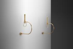 Pair of Sculptural Brass Wall Lamps Europe Mid 20th Century - 4400441