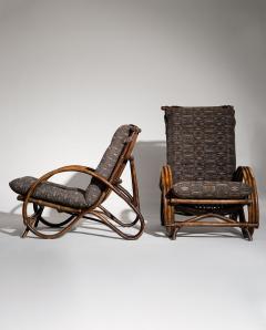 Pair of Sculptural Dutch Rattan Lounge Armchairs Mid Century Modern 1960s - 4602488