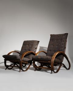 Pair of Sculptural Dutch Rattan Lounge Armchairs Mid Century Modern 1960s - 4602489