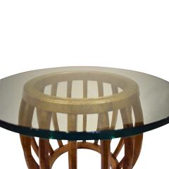 Pair of Sculptural Gilded Wood Side Tables with Glass Tops 1960s - 1133794