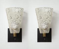 Pair of Sculptural Glass and Brass Sconces - 1049012