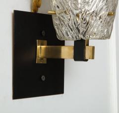 Pair of Sculptural Glass and Brass Sconces - 1049013