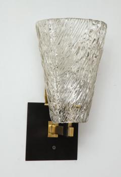 Pair of Sculptural Glass and Brass Sconces - 1049015