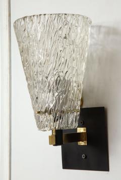 Pair of Sculptural Glass and Brass Sconces - 1049016