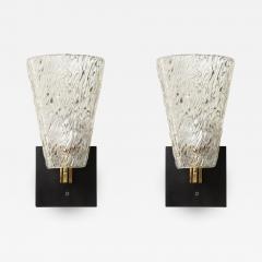 Pair of Sculptural Glass and Brass Sconces - 1050123