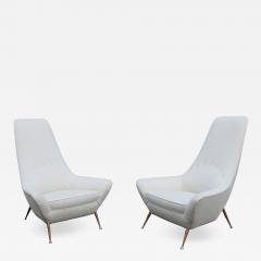 Pair of Sculptural Italian Tall Back Armchairs - 1720647