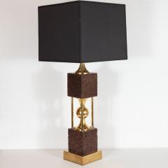 Pair of Sculptural Mid Century Modern Polished Brass and Cork Table Lamps - 1483901