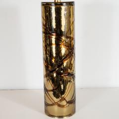 Pair of Sculptural Modernist Handblown Murano Gold Mercury Glass Table Lamps - 2704717