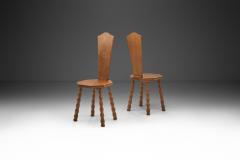 Pair of Sculptural Patinated Oak Spinning Chairs Europe ca Early 20th Century - 3168806