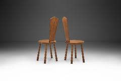 Pair of Sculptural Patinated Oak Spinning Chairs Europe ca Early 20th Century - 3168809
