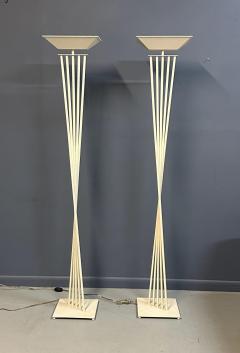 Pair of Sculptural Postmodern Kichler Halogen Torchiere Floor Lamps 1992 - 4245829