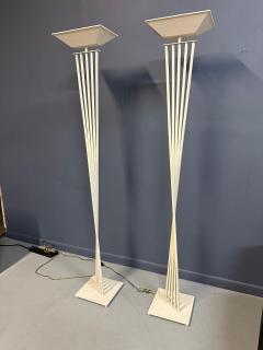 Pair of Sculptural Postmodern Kichler Halogen Torchiere Floor Lamps 1992 - 4245837