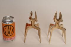 Pair of Sculptural Vintage Brutalist Candle Holders in Polished Brass - 4696155